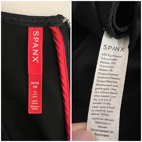 Spanx | Black Perfect Sleeveless V Neck Ponte Flare Leg Slimming Jumpsuit M EUC - Picture 10 of 11